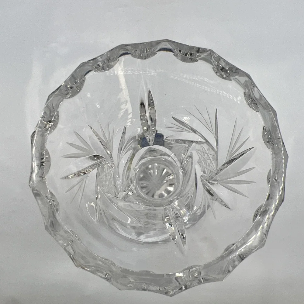 Vtg Bohemia Crystal Pedestal Vase 24% PbO Lead Crystal Hand Cut Czech Rep W/Box